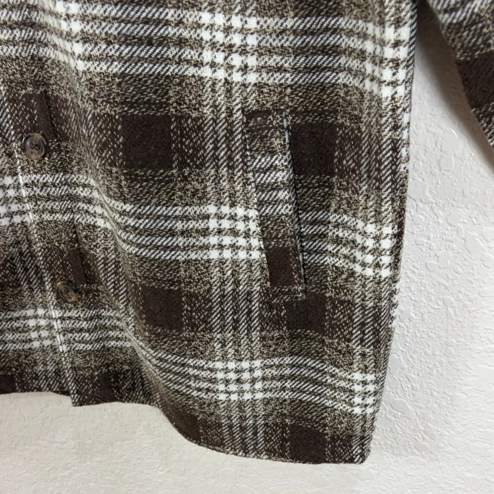 Distortion,Size L,Brown Plaid Men's Shirt Jacket